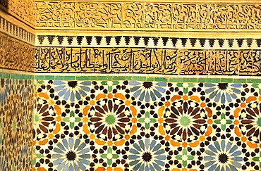 Detail inside the Saadien tomb, Marrakesh, Morocco, Africa