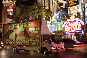 Las Vegas Boulevard, The Strip. The Venetian Hotel and Casino in the background, Las Vegas, Nevada, USA