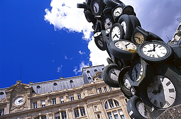 Watches sculpture at the railway station Gare Saint Lazare, Gare Saint-Lazare, Paris France