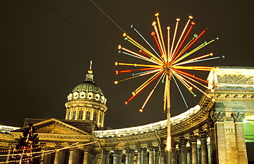 Kasanski Sobor Cathedral at night, Kazan Cathedral, St. Petersburg, Russia