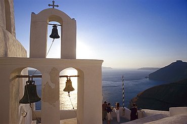 Church wieth Sea view, Fira, Santorin Kykladen, Greece