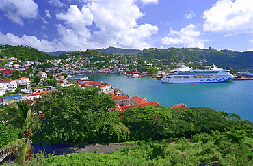 Cruise ship AIDA at harbour of St.GeorgeÂ¥s, Grenada, Caribbean, America