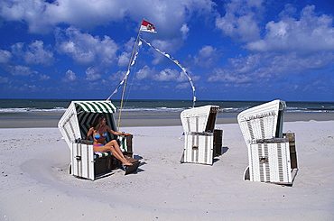 Beach chairs, Friesian Island, Lower Saxony, Germany