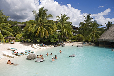 Lagoon swimming pool at InterContinental Tahiti Resort Hotel, Tahiti, Society Islands, French Polynesia