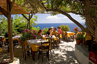 Restaurant in the medieval village of Monemvasia, Lakonia, Peloponnese, Greece