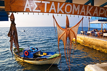 Hung up octopus, Harbour of Koroni, Peloponnese, Greece