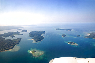 Andaman Islands and the Andaman Sea from the airplane, India, April 2004