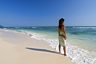 Young woman on beach on Havelock Island, Andaman Islands, India