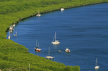 View from Grassy Hill lookout, Cooktown, River Endeavour, Cape York Peninsula, Queensland, Australia