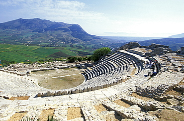 Roman theater in the sunlight, Segesta, Sicily, Italy, Europe