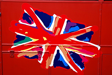 Union Jack on Sightseeing Bus, England, Great Britain, Europe