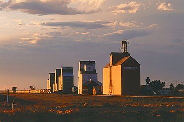 Granary and Train, Champion, Alberta, Canada