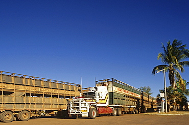 road trains, roadhouse, Stuart Highway, South Australia