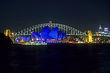 Sydney Opera House and Bridge at night, Sydney Opera House, Sydney, Sydney Harbour, New South Wales, Australia