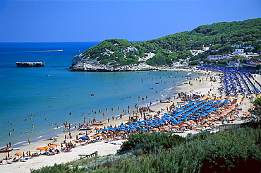 View on beach Baja di Manaccora, Baja di Manaccora, Gargano Apulia, Italy