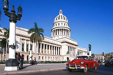 Taxi, Oldtimer, Capitoli Nationali, Havanna, Cuba, Greater Antilles, Antilles, Carribean, Central America, North America, America