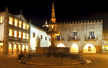 People on Praca da Republica at night, Viana do Castelo, Portugal