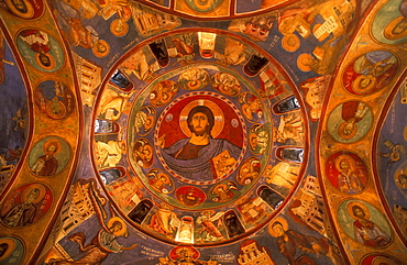 Christ Pantocrator fresco on vault of church, Galata, Cyprus