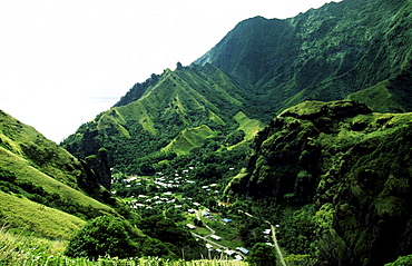 Virgin Bay, village, Bay des Vierges, Fatu Hiva, Marquesas, French Polynesia, South Pacific