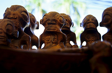 Close up of Tiki Sculptures, Taihoae, Nuku Hiva, Marquesas, French Polynesia, South Pacific