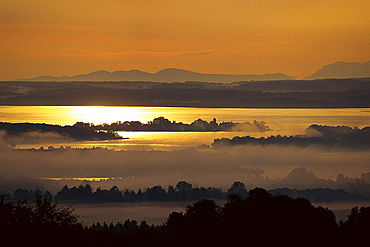 Sunset over Chiemsee Lake, Chiemgau, Bavaria, Germany