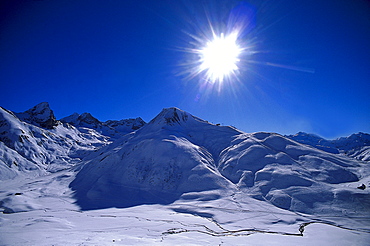 Mountain landscape in Winter, Seekopf, Zuers, Vorarlberg, Austria