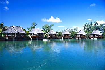 Hotel bungalows at a lake, Hotel Le Prince Meurice, Mauritius, Africa