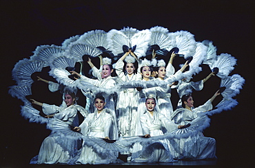 Korean traditional fandance in Lotte Hotel, Busan, South Korea, Asia