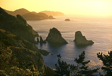 View at Yokchi-do island at chinese sea at sunset, South Korea, Asia