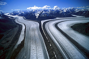 Kaskawulsh Glacier, Aerial view, Kluane Natural preserve, Yukon, Canada, North America, America