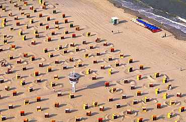 High angle view at the beach of Travemuende, Schleswig Holstein, Germany, Europe