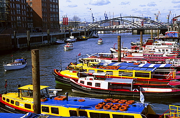 Europe, Germany, Hamburg, port of Hamburg, traditional barges in Hamburg's inner harbour