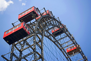 Detail of the Ferris wheel in front of blue sky, Prater, Vienna, Austria