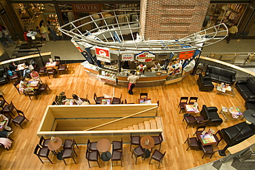 Cafe inside the West End City Center, High angle view to a cafe inside the West End City Center, Pest, Budapest, Hungary