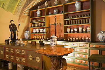 Golden Eagle Pharmacy Museum, View inside the Golden Eagle Pharmacy Museum on Castle Hill, Buda, Budapest, Hungary