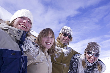 Young people after snowball fight, Kuehtai, Tyrol, Austria00056952