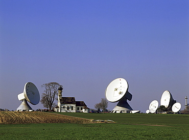 Satellite dishes, Raisting, Weilheim-Schongau, Upper Bavaria, Germany00058244