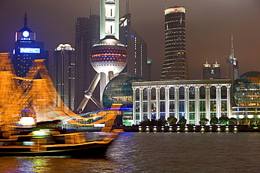 waterfront Pudong, Huangpu River, at night, Shanghai