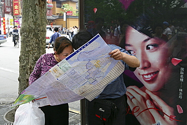 chinese tourists, chinese tourists, city map, pedestrian, people