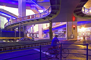 Gaojia motorway, Gaojia, elevated highway system, bridge, im Zentrum von Shanghai, Expressway, puzzle of concrete structure, blue