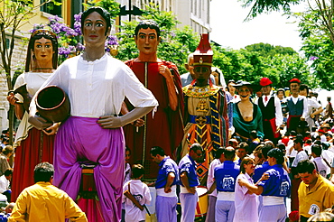 Procession of giant figures, St. Feliu de Guixols, Province Girona, Catalonia, Spain