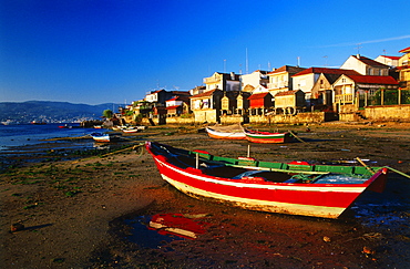 Combarro with store houses, Ria de Pontevedra, Province Pontevedra, Galicia, Spain