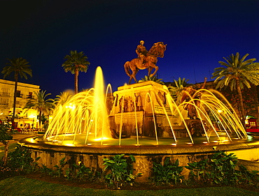 Fountain, Plaza del Arenal, Jerez de la Frontera, Province, Cadiz, Andalusia, Spain