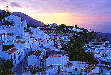 Mijas at sunrise, white village, Province Malaga, Andalusia, Spain