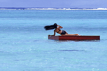 Wind-Blown Hair, Bathing Platform near Muri Beach, Rarotonga, Cook Islands