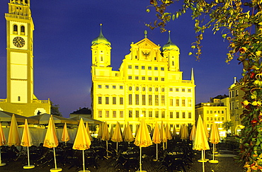 Europe, Germany, Bavaria, Augsburg, town hall and Perlach Tower