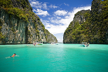 Snorkeling trip to Pileh, a beautiful scenic lagoon, Ko Phi-Phi Leh, Ko Phi-Phi Islands, Krabi, Thailand