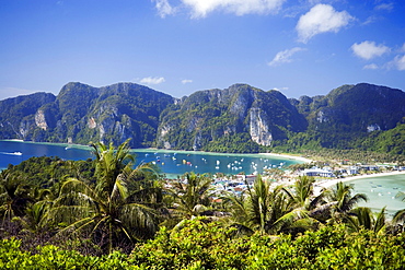 View to Ao Lo Dalam and Ao Ton Sai from Viewpoint, Ko Phi Phi Don, Ko Phi Phi Island, Krabi, Thailand