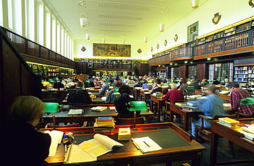 Europe, Germany, Saxony, Leipzig, German National Library (former Deutsche Buecherei), interior view, reading room