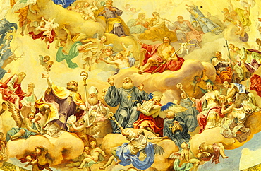 Europe, Germany, Baden-Wuerttemberg, Neresheim, Neresheim Abbey, fresco on the ceiling